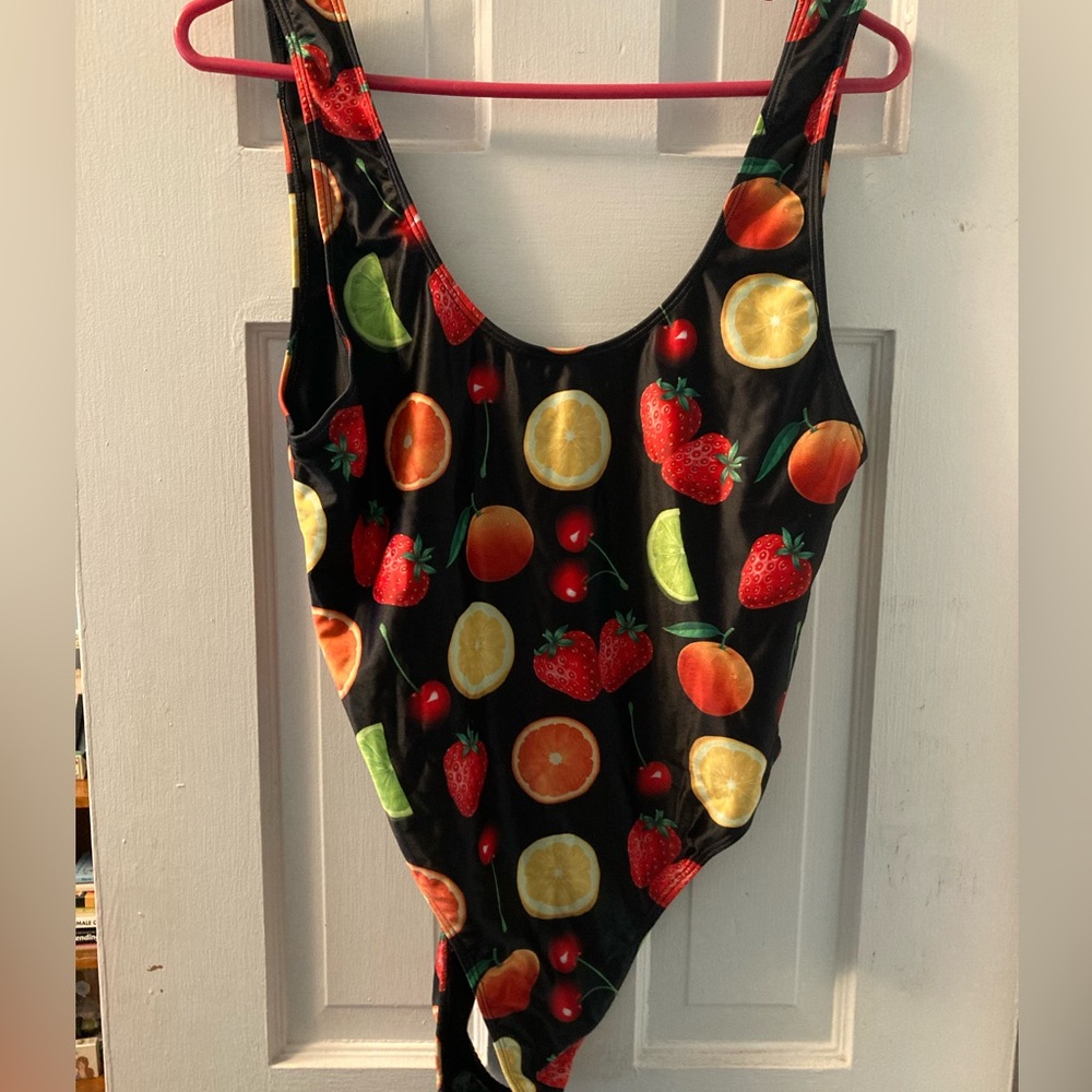 Sugar Thrillz Fruit Print One-Piece Swimsuit/Bodysuit Size Large